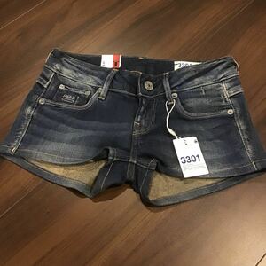 G-star raw/3301/ショートパンツ/デニム/加工品/ストレッチ/w24/rugby wash