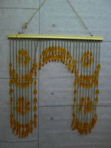 cc284* Showa Retro . noren orange beads Noren beads curtain Vintage blinds sudare leaf .. pattern that time thing pop no start rujik/140