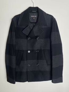 MICHAEL KORS マイケルコース / BORDER PEA COAT / Dark Grey×Black Sサイズ USED品