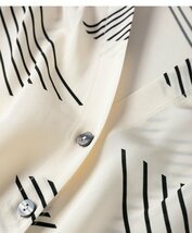 新品通気高品質レデイース100％シルクシャツ長袖トップスラインVベージュM_画像2