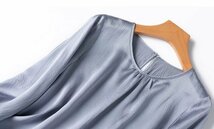 新品通気高品質レデイース100％シルクシャツ長袖トップス光沢ブルーXL_画像6