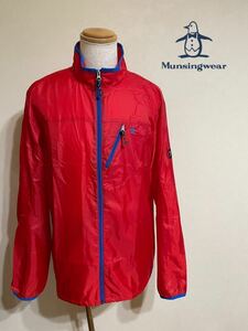 【新品】 Munsingwear golf マンシングウェア ゴルフ ウインド 撥水 ジップ ジャケット 薄手 トップス サイズ3L 長袖 赤 MGMRJK02 デサント