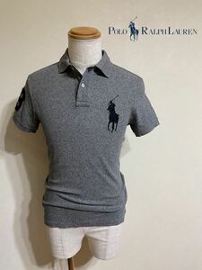 【美品】 Polo Ralph Lauren ポロ ラルフローレン ビッグポニー 鹿の子 ポロシャツ トップス サイズS 半袖 170/92A グレー スノーノイズ柄