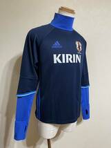 【美品】アディダス サッカー 日本代表 JFA トレーニング ウェア トップス ハイネック KIRIN サイズM 長袖 ネイビー ブルー S93547_画像8