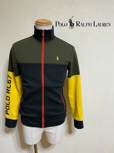 【良品】 Polo Ralph Lauren ポロ ラルフローレン トラックトップ ジャージ ジャケット トップス サイズXS 長袖 黒 オリーブ イエロー