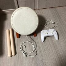 動作未確認 Wii 太鼓の達人Wii専用コントローラ 太鼓とバチ RVL-A-TC タタコン クラシックコントローラPRO(シロ) 2点セット ジャンク_画像1