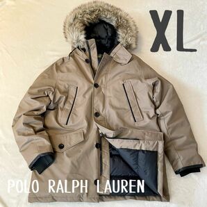 美品　POLO RALPH LAUREN　ダウンジャケット　モッズコート　XL ダウンコート　ベージュ　ライトブラウン　ファー