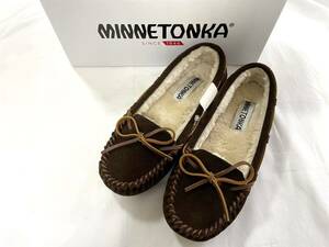 店頭試着品■MINNETONKA ミネトンカ キャリー Cally II ボア モカシン 24cm チョコレート ブラウン スリッポン フラットシューズ 