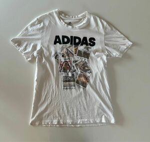 Tシャツ 半袖　アディダス ロゴ　adidas 白　ホワイト　Ｌ 半袖Tシャツ 古着 プリント