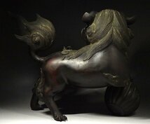 緑屋z■ 時代物　古銅　唐獅子 大香炉　一勇斎 造　幅約56cm　金工美術　i9/3-6079/4-5#140_画像4