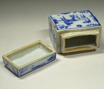 緑屋h■ 中国古玩　南京 古染付　屏風 香合　二重箱　唐物 時代物　i9/3-6243/29-4#60_画像5