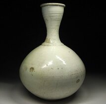 緑屋z■ 朝鮮美術　李朝　白磁　花瓶　花器　古玩 唐物 時代物　高約27cm　i2o/3-206/4-3#100_画像2