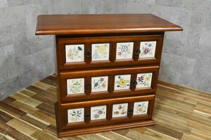 PB4CK57 Nyiur Mag tile trim chest 3 step do lower W90cm adjustment chest of drawers Country drawer .. chest inspection ) baren siaACTUS actus 