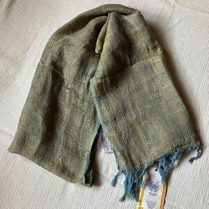 新品 タグ付き hand woven 手織り ストール マフラー コットン100% フリンジ ショール 大判 スカーフ 綿