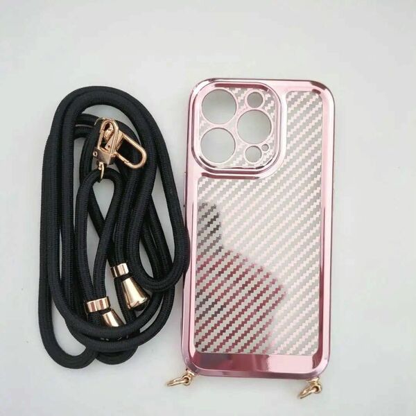 iPhone14pro ケース ショルダー クリア かわいい 韓国 透明 ピンク