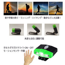 【送料無料】充電式 キャップLEDライト 帽子クリップ式LEDライト ヘッドライト 明るい 釣りライト ハイキング キャンプ サイクリング_画像2