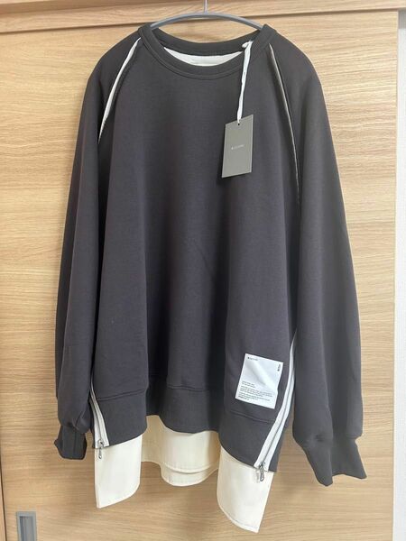 WIZZARD LAYERED ZIP SWEAT レイヤード スウェット サイズ３　チャコールグレー 