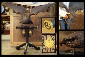 銅器　特大　鷲　鷹　30,8kg　和骨董　床飾り　和室　金属工芸　桐の紋
