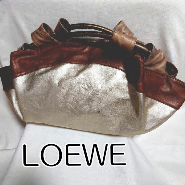 ■ LOEWE ロエベ■ ナッパアイレ ラージ アナグラム■ レザー トートバッグ ナッパレザー シャンパンゴールド ハンドバッグ