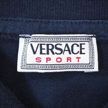 ヴェルサーチ VERSACE 4-DB033 ロゴ刺繍 メタルボタン ポロシャツ ネイビー 48 L メンズ_画像6