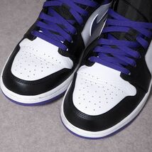 【極美品】ナイキ NIKE 4-ZA106 AIR JORDAN1 MID Black Court Purple エアジョーダン1 ブラック ホワイト パープル 28cm メンズ_画像2