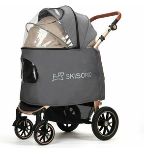 602y1408★SKISOPGO レインカバー ペットカート専用 透明 ペットバギーレインコート 耐用性 雨対策 分離型ペットカート (L)