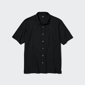 新品 大人気！ユニクロ エアリズムポロシャツ（フルオープン・半袖）ブラック(09) Ｍ