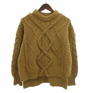 【特別価格】CLANE ARGYLE 3D KNIT TOPS ケーブル セーター ニット マスタード レディース1