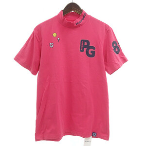 【特別価格】PEARLY GATES GOLF ゴルフ ニコちゃん スマイル プリント ハイネック 半袖 Tシャツ ピンク メンズ5