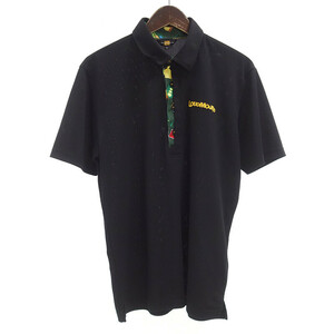 【特別価格】LOUDMOUTH GOLF ゴルフ ロゴ ワッペン 刺繍 ポロシャツ Tシャツ ブラック メンズL