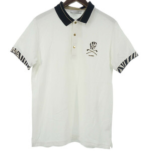 【特別価格】MARKLONA GOLF ゴルフ 16SS スカル ロゴ ポロシャツ Tシャツ ホワイト メンズL