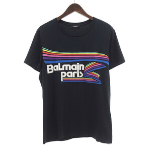 【PRICE DOWN】BALMAIN フロント ロゴ 半袖 プリント Tシャツ ブラック メンズL