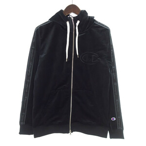 【PRICE DOWN】CHAMPION × ESTNATION C8-N632 ベロア ジップアップ パーカー ブラック メンズM