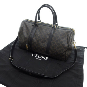 【PRICE DOWN】CELINE ミディアム トラベルバッグ トリオンフキャンバス カーフスキンブラック ブラウン ユニセックスM