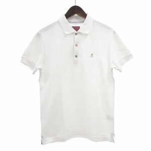 【特別価格】MARKLONA GOLF SKUL POLO ゴルフ スカル 刺繍 半袖 ポロ シャツ ホワイト メンズM