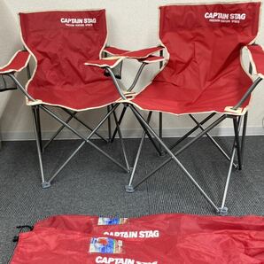 。 キャプテンスタッグ CAPTAIN STAG 椅子 チェア アウトドア パレット ラウンジチェア typeⅡ レッド No.M-3914 キャンプ 2脚セットの画像1