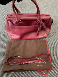 。コーチ COACH レガシー ヘイリー サッチェル レザー ワインカラー ボストン バッグ ショルダー 2way