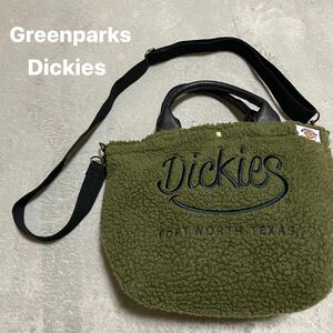 Greenparks ショルダーバッグ ハンドバッグ 2WAY ボア もこもこ Dickies ディッキーズ カーキ