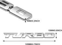 【送料無料、匿名配送】TURBO ロゴ (大) エンブレム メタル シルバー ステッカー 外装 内装 カスタムパーツ ターボ_画像4