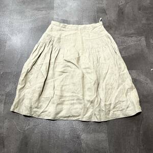 R ☆良品/ 高級エレガント服 '日本製' FOXEY フォクシー LINEN100%生地 ロング フレアスカート size:40 レディース ボトムス 婦人服