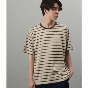 JUNRed ジュンレッド USAコットン ボーダーＴシャツ クルーネック ベージュ LL 