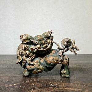 京都⑥ 旧家引き上げ品6 時代 玉眼 木彫彩色獅子 置物 仏欄間 寺社装飾