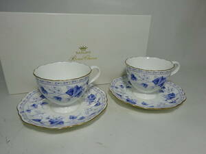 京都８★ NARUMI Bone China カップ＆ソーサー コーヒーカップ 金彩 ナルミ ２客 栞 箱付き