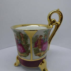 京都6☆大橋陶器 アンティーク調 コーヒーカップ OHASHI CHINA MADE IN JAPAN 1932 カップ ソーサー デミタスカップ 金彩の画像2