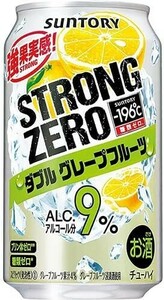 80 O27-52 1円～訳あり サントリー －196℃ ストロングゼロ ダブルグレープフルーツ Alc.9％ 350ml×24缶 同梱不可・まとめて取引不可