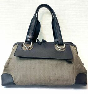 80 191676-0 ダメージ多 BOTTEGA VENETA ボッテガヴェネタ キャンバス ハンドバッグ ブラック黒系 同梱不可/単品取引のみ