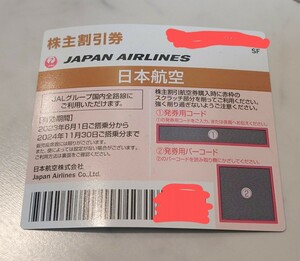 【送料無料】　日本航空　株主優待券　JAL 2