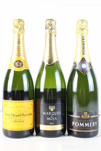 【ト福】未開栓/3本セット Veuve Clicquot Ponsardin Marques de Moja POMMERY BRUT ROYAL シャンパン シャンパーニュ ワイン LB000LLL16