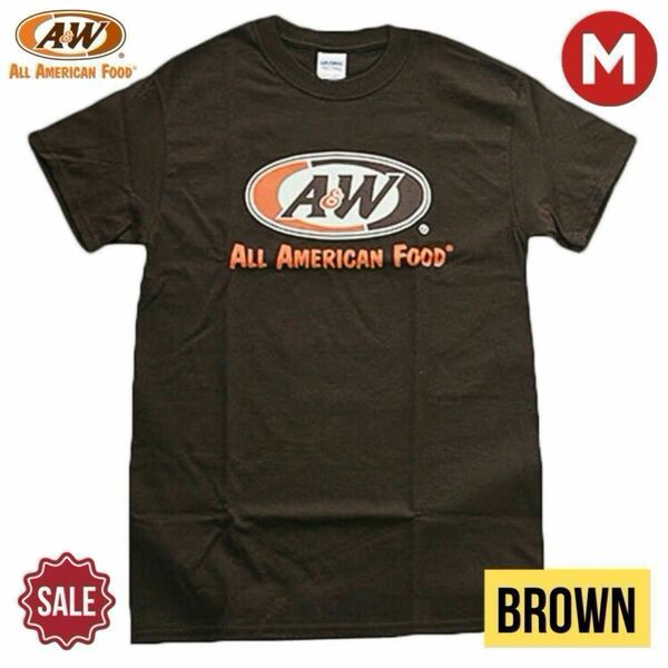 【新品 正規品】A＆W ロゴ Tシャツ ブラウン Mサイズ エイアンドダブリュ エンダー 沖縄 クルーネック 半袖