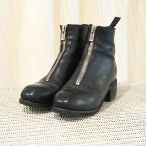 GUIDI グイディ PL1 フロントジップ ショートブーツ ブラック 38size